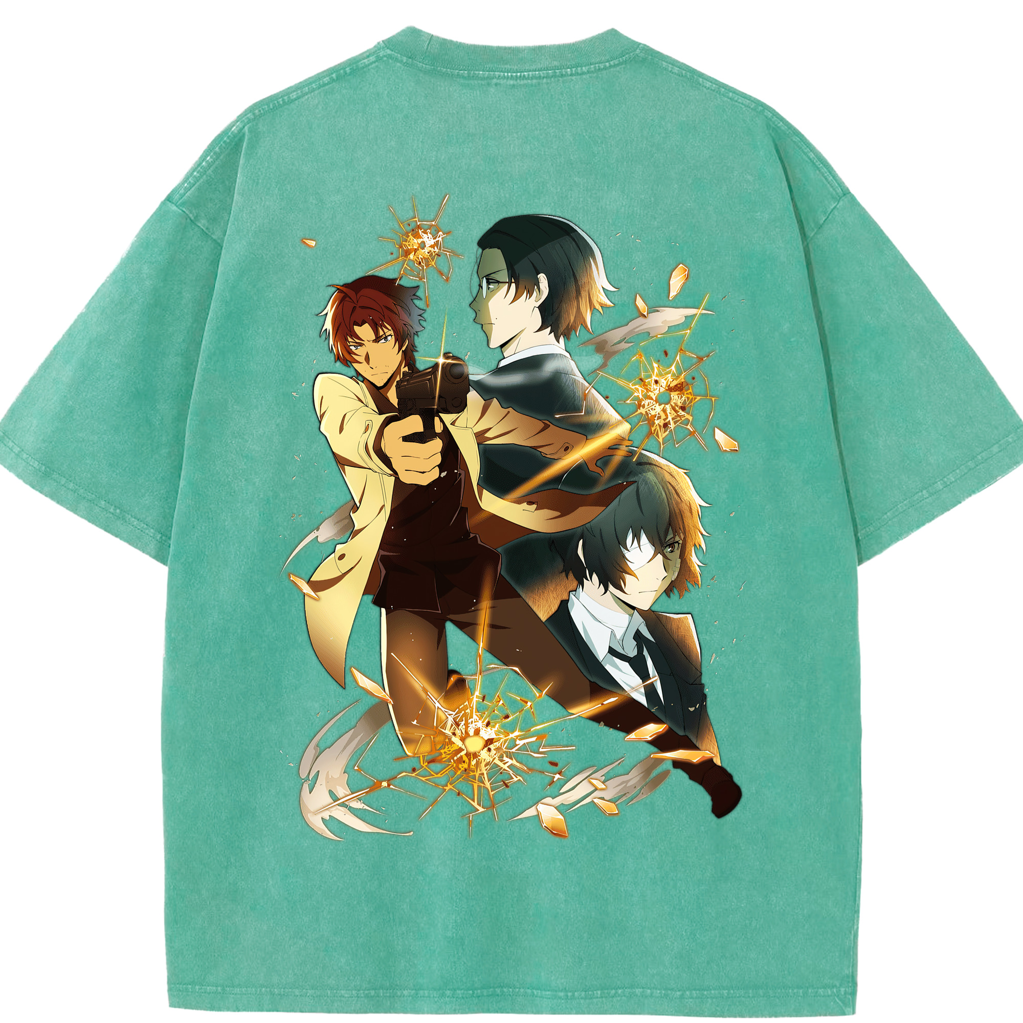 （画像用） 文豪ストレイドッグス Bungo Stray Dogs 綿100% ヴィンテージ風 半袖Tシャツ（背面プリント）